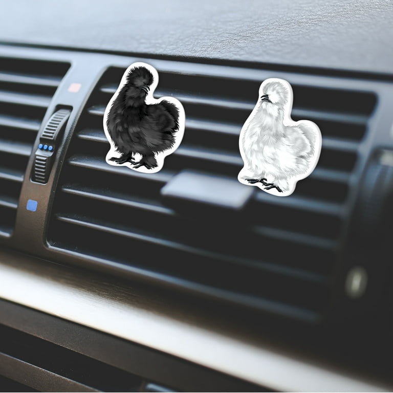 Wirester Set of 2pcs Car Air Freshener Fragrance Vent Clip Decoration with Lemon Scented Pad, Animal Silkie Chickens, Size: One Size