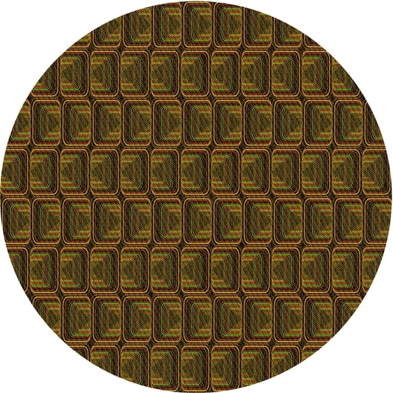 Ahgly Company Machine Washable Indoor Round Transitional Dark Yellow Green Area Rugs, 4' Round
