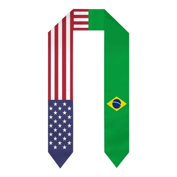 Brazil & USA United States Flag Shawl Sash Stole Graduation Shawls Wraps Scraf For International Study