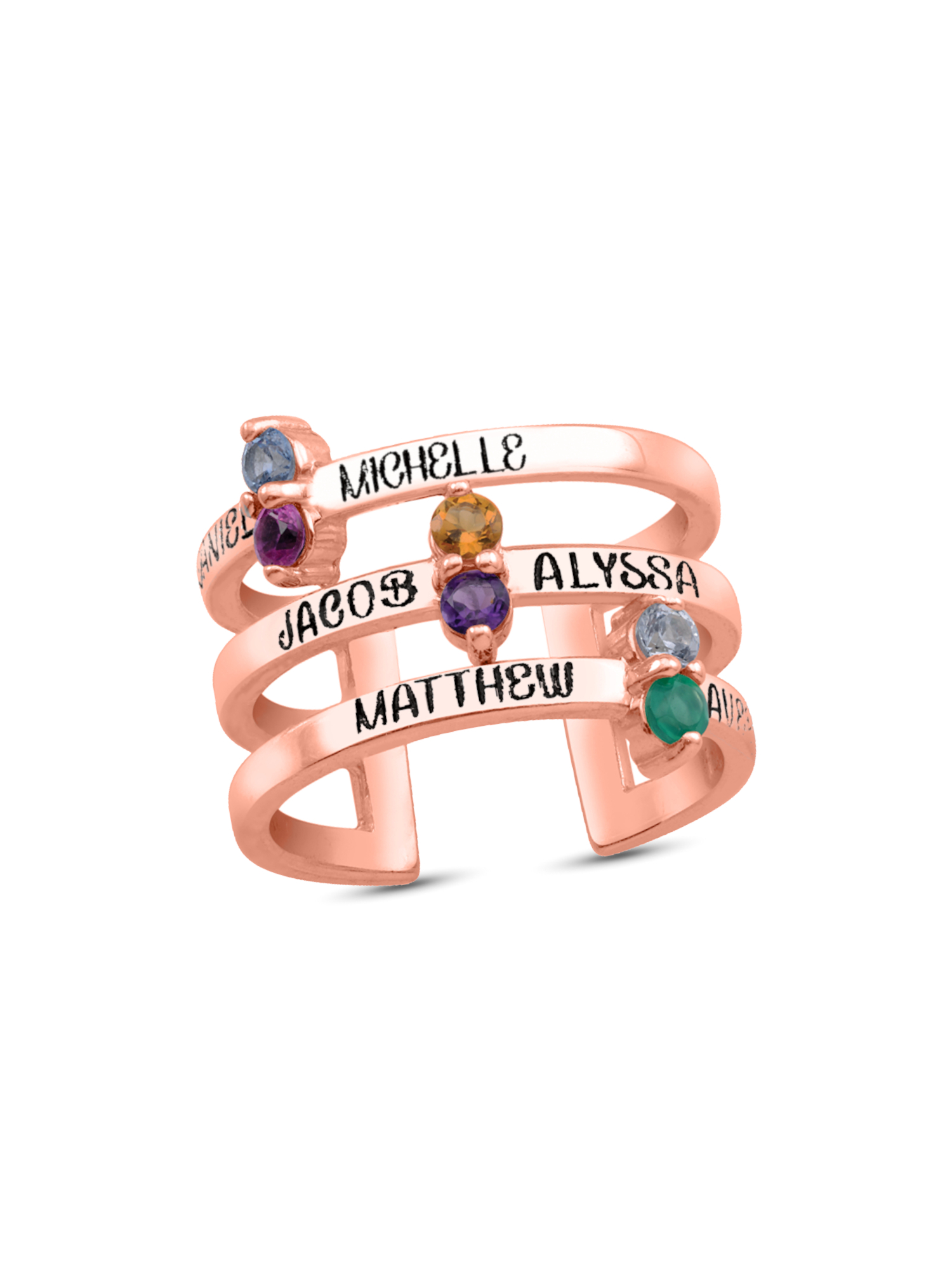 Personalized Engravable Bar Design Birthstone Ring in 10K Gold by Jewlster