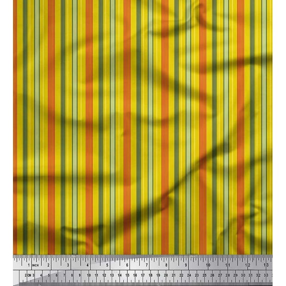 Soimoi Rayon Fabric Vertical Stripe Decor Fabric Printed Yard 56 Inch Wide