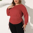 thumbnail image 5 of asdoklhq Plus Size Long Blouses,Women's Casual Irregular Waist Pleated Sweatshirt Solid Color Plus Size Top, 5 of 7