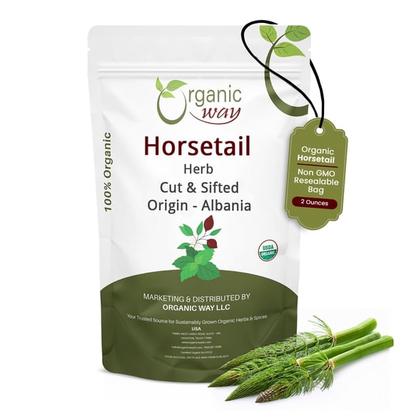 Organic Way Horsetail Herbal Loose-Leaf Tea Cut & Sifted, USDA Certified Organic, Non-GMO & Gluten Free (2 oz)