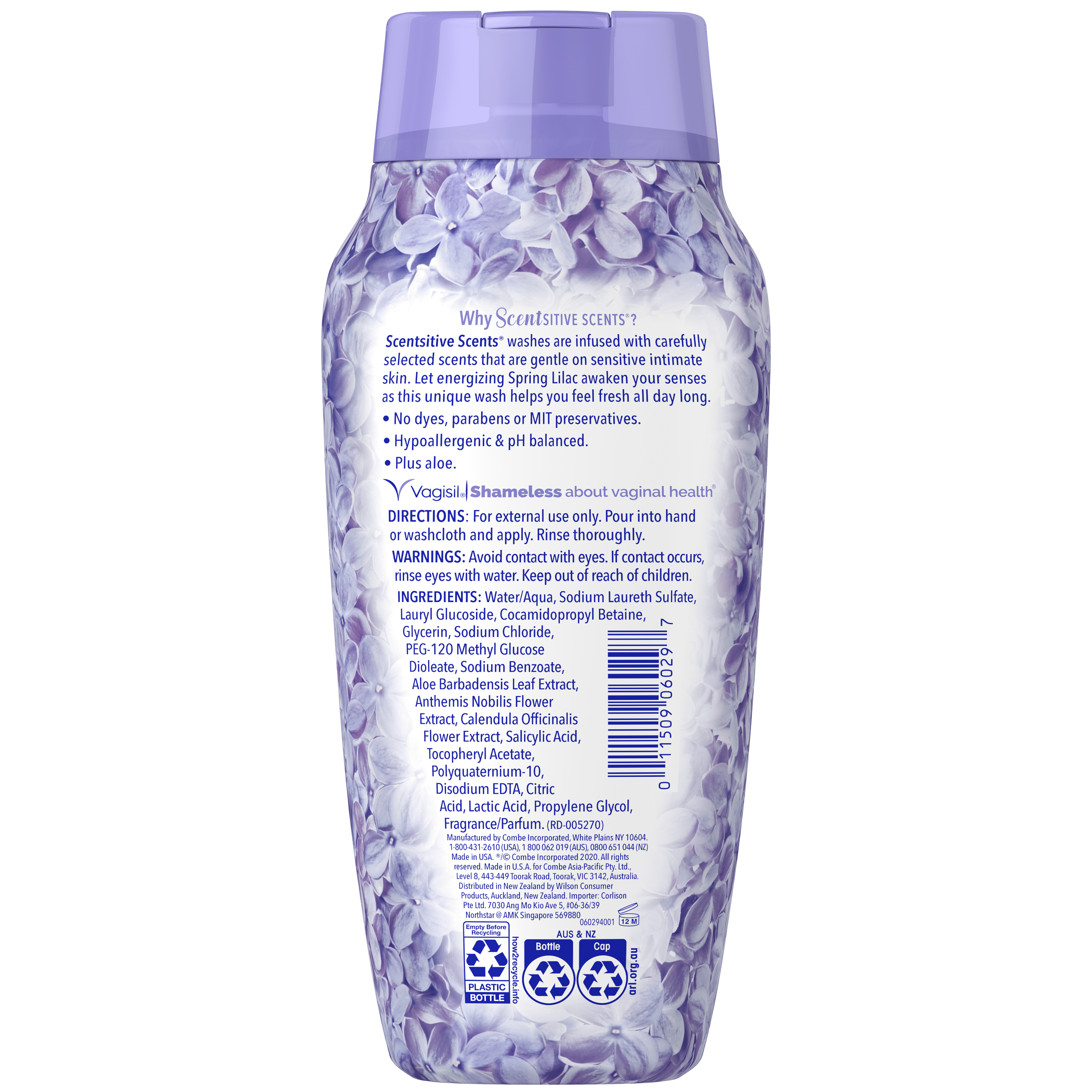 Vagisil Sensitive Scents Feminine Wash, Spring Lilac Scent, 12 oz, 3 Pack