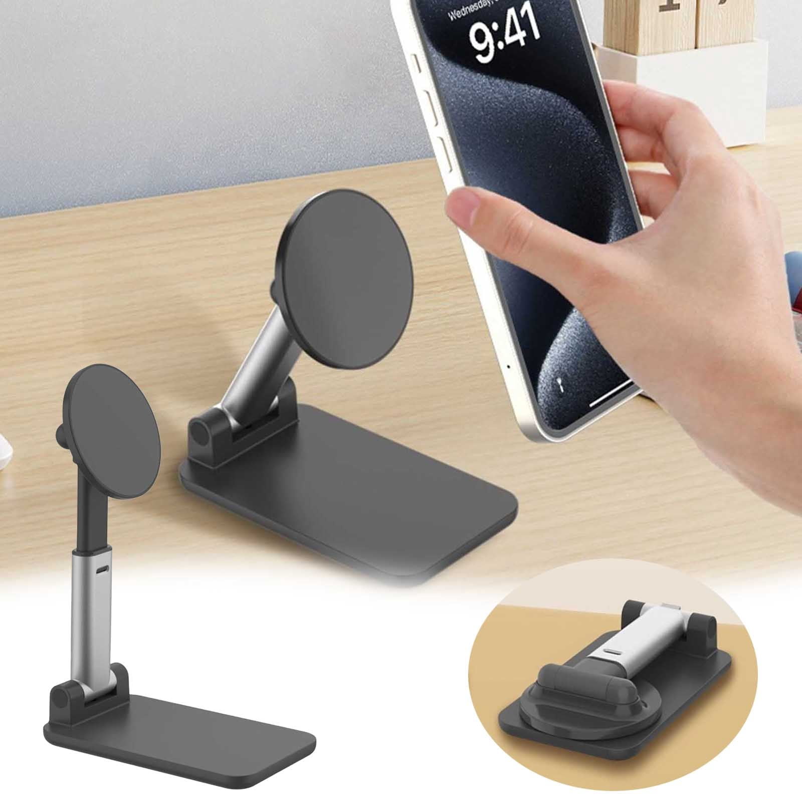 Adjustable Phone Stand, Foldable Desk Phone Holder with 360° Rotation, Stable & Portable Cell Phone Stand for Watching Videos, Typing, and Video Calls