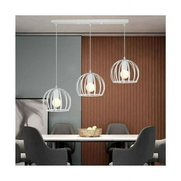 Farmhouse Small Chandeliers, Brushed Nickel Pendant Light Fixtures for Dining Room, Living Room, Kitchen, Hotel, Bar, White, Elegant & Modern Design