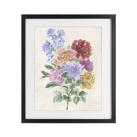Stupell Industries Bohemian Mixed Blooms on Parchment Black Framed Print Under Glass, 13 x 16, by June Erica Vess