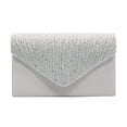thumbnail image 4 of JoveMarine Women's Elegant Silk Satin Rhinestone Clutch Bag Convertible Shoulder Bag for Evening and Prom Fashion Handbag for Parties and Formal Events White, 4 of 5