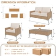 thumbnail image 3 of Joyure 4-Piece Patio Furniture Set,Outdoor Wicker Patio Conversation Set with Tempered Glass Table,All-Weather Rattan Sectional Loveseat&Chairs with Thick Cushions for Garden,Deck,Backyard-Beige, 3 of 8