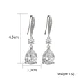 thumbnail image 4 of PYNZY White Gold Plated Jewelry Teardrop Dangle Hook Earrings for Women's Birthday Wedding Gift by Cubic Zirconia, 4 of 5