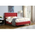 thumbnail image 5 of Queen Upholstered Platform Bed Frame with 51" Tall Headboard - Button Tufted Linen Bed - Burgundy - Oliver & Smith - Astor, 5 of 7