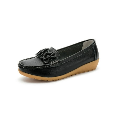 

UKAP Women Loafers Comfort Flats Slip On Moccasins Vintage Casual Shoes Womens Nurse Shoe Driving Classic Black 4.5