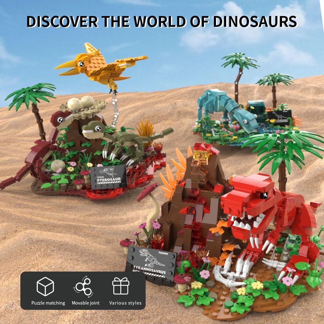 Dinosaur World Building Set,Compatible  Sets,Jurassic Volcano Era Building, (536 Pcs)
