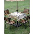 thumbnail image 4 of Outdoor Tablecloths with Umbrella Hole & Zipper, Watercolor Floral 60x60 Inch Square Tablecloths, Spring Daisy Sunflowers Wisteria Hummingbird Waterproof Table Cloth, Patio/Pool/Picnic Table Covers, 4 of 8