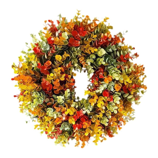 Guirnalda De Hojas De Eucalipto De 12 Pulgadas, Adorno De Otoño, Corona De Eucalipto Artificial De Plástico, Corona De Decoración Rústica Para Puerta Delantera De Casa De Campo matsuzay HA014950-00