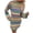 Green, variant on Fesfesfes Women Dress Comfortable Rainbow Stripes Long Sleeves Round-Neck Sweater Dress or
