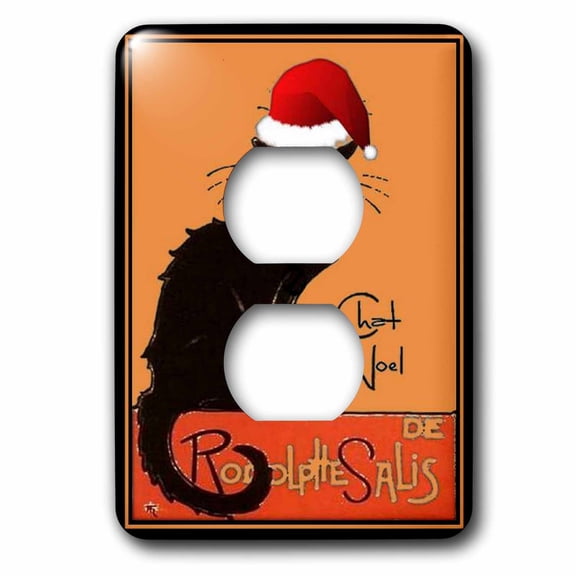 3dRose, Le Chat Noel - advertising, art nouveau, black cat, cat, cats, chat noir, le chat, 2 plug outlet cover