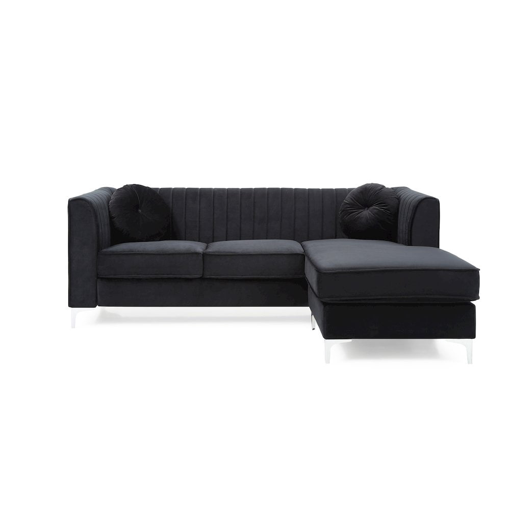 Glory Furniture Delray Sofa Chaise in Black Color