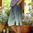 thumbnail image 2 of ABATAB Capris Pants for Women Cotton Linen Casual Summer Straight Leg Gradient Color Fashion Beach Cropped Trouser with Pockets, 2 of 5