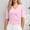 Pink, variant on Womens Short Sleeve Sweater Summer V Neck Tops Casual Knit Shirts Lightweight Pullover Top Fashion Mid Sleeve T Shirt(Purple,L/..)