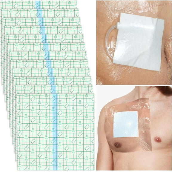 Hemodialysis Peritoneal Dialysis Large Waterproof Catheter Shower Cover, Bandage Protector for Port Chest Access, Chemo Ports,Wound | Non Adhesive Dressing (10"x10" (Pack of 7)) 10"x10"