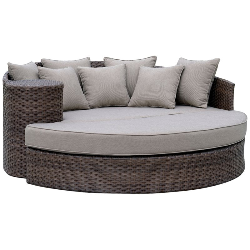 Furniture Of America Kye 2 Piece Round Patio Wicker Daybed In Brown Com Piece Round Patio Wicker Daybed, Round Patio Lounger