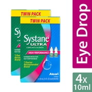 (2 pack) Systane Ultra Lubricant Eye Drops High Performance, 4 Total 0.33 fl oz Bottles