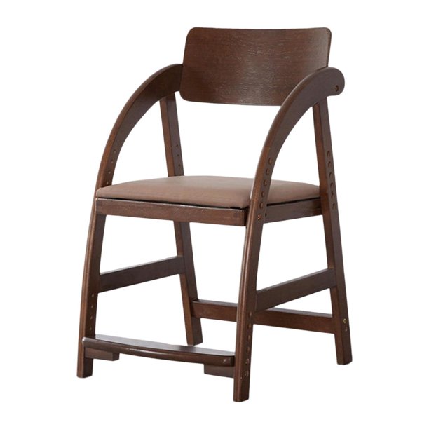 Silla alta de madera maciza para niños y niñas que crece con una silla de escritorio resistente para el hogar Marrón madera oscura.