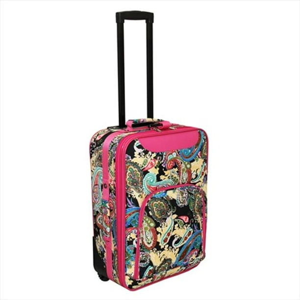 Paisley Print 20 Rolling CarryOn Luggage Suitcase Pink Trim