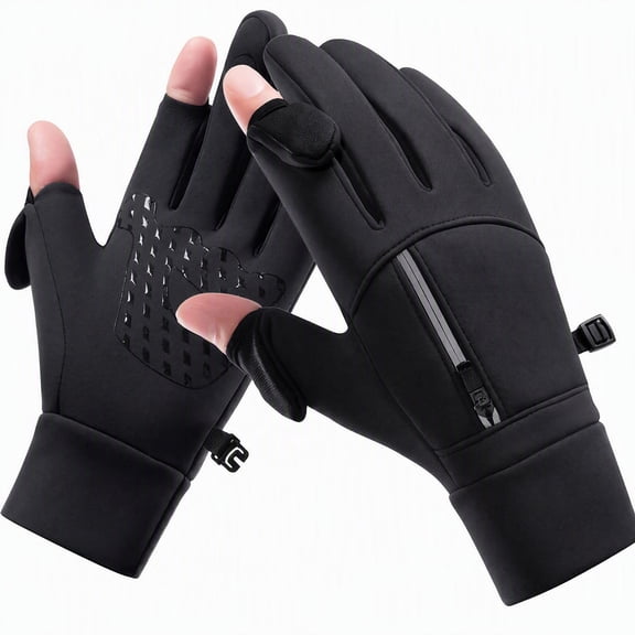 Winter Fingerless Gloves for Men Women Touch Screen, Cold Weather Thermal Sport Gloves for Fishing Running Cycling Driving Hiking, Warm Windproof Work Gloves