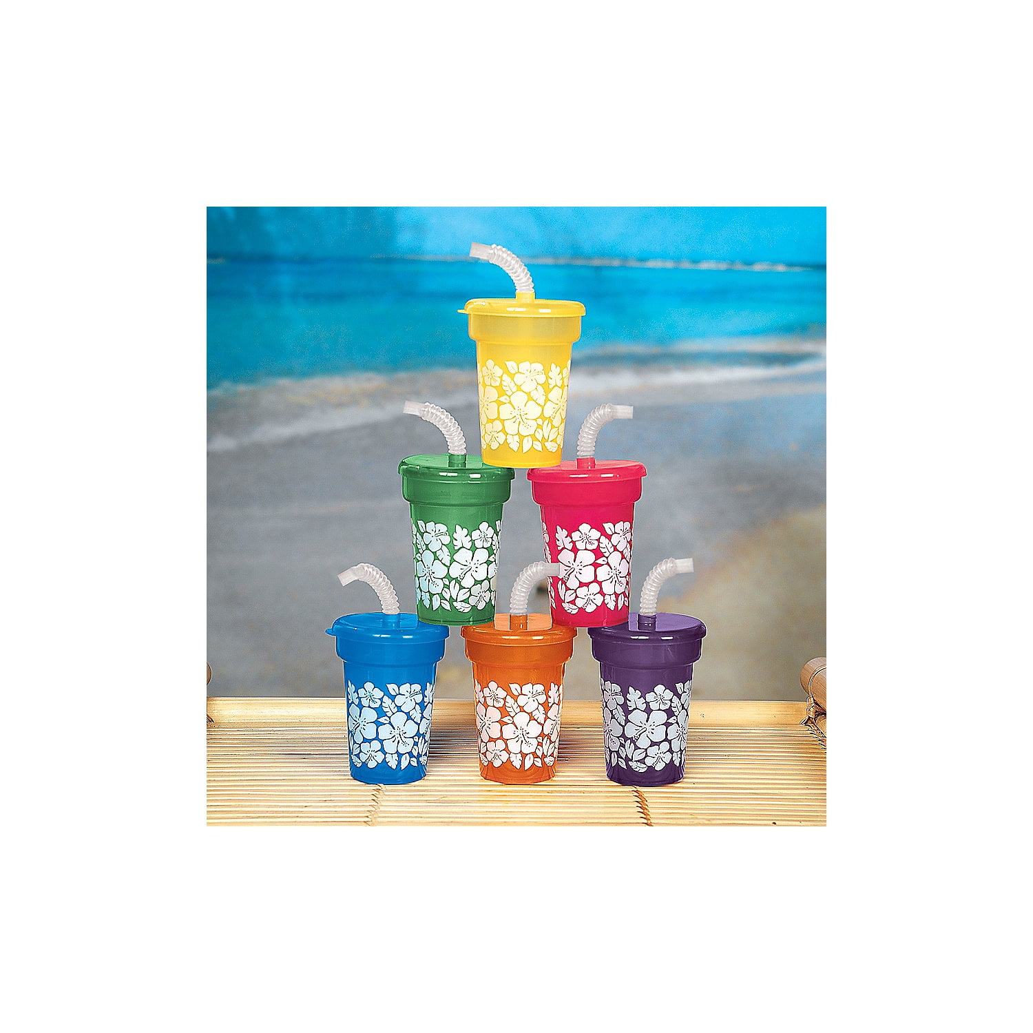 Hibiscus Print Mini Sipper Cups - Party Supplies - 12 Pieces - Walmart.com