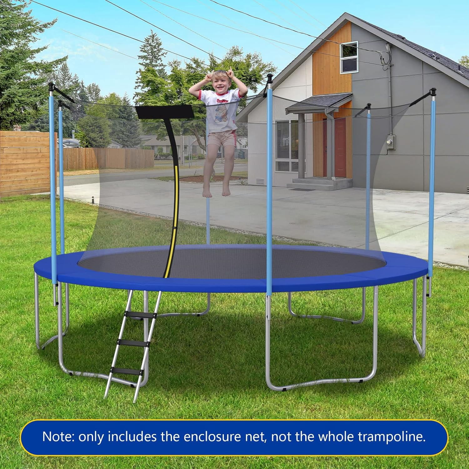 YounGG Trampoline Net, Trampoline Enclosure for 8 10 12 14 15 16Ft Round Trampoline with Double-Headed Zippers & Buckles, Weather-Resistant Sun-Protective Trampoline Replacement Net