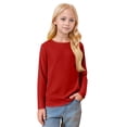 thumbnail image 5 of TQWQT Girls Red Long Sleeve Shirt Plain Tshirt Kids Crewneck Size 10-12 Cute Girls Tops Tween Girls Clothes Trendy Fall Outfits 5-6 Years, 5 of 6