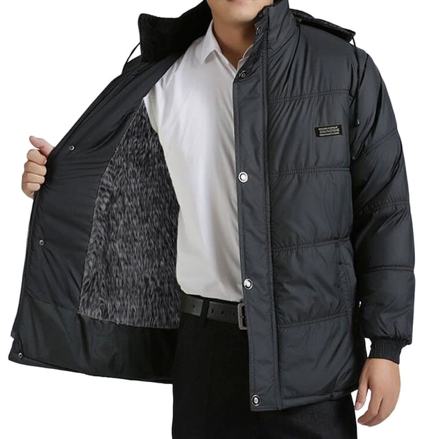 Winter Men's Hooded Thickened Jacket Outdoor Padded Warm Windproof Cold Weather Coat for Snow Sports