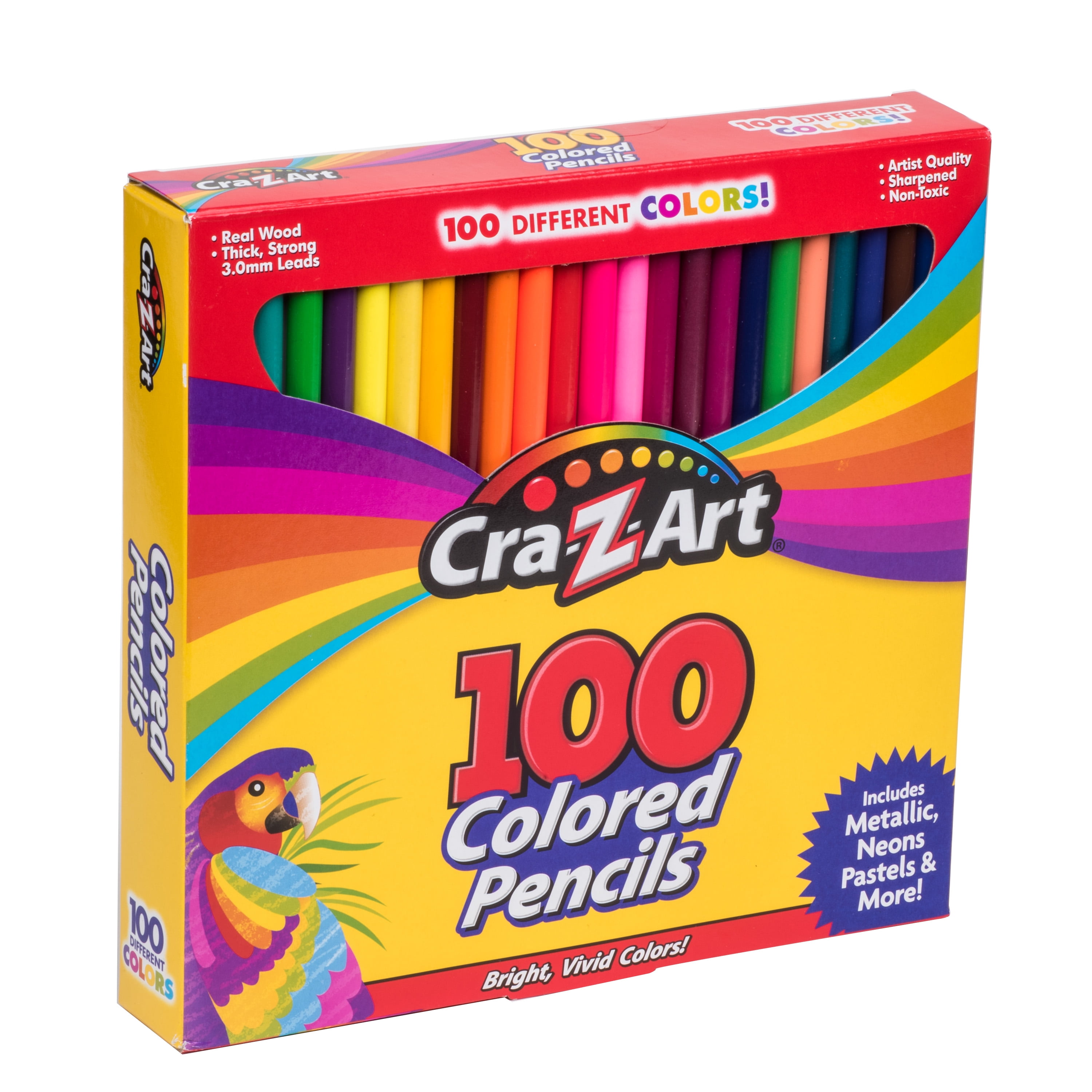 Arteza Kids Colored Pencils, 100 Colors, 50 Double-Sided Pencil Crayons,  Pre-Sharpened, Art and Back to School Supplies for Drawing and Doodling
