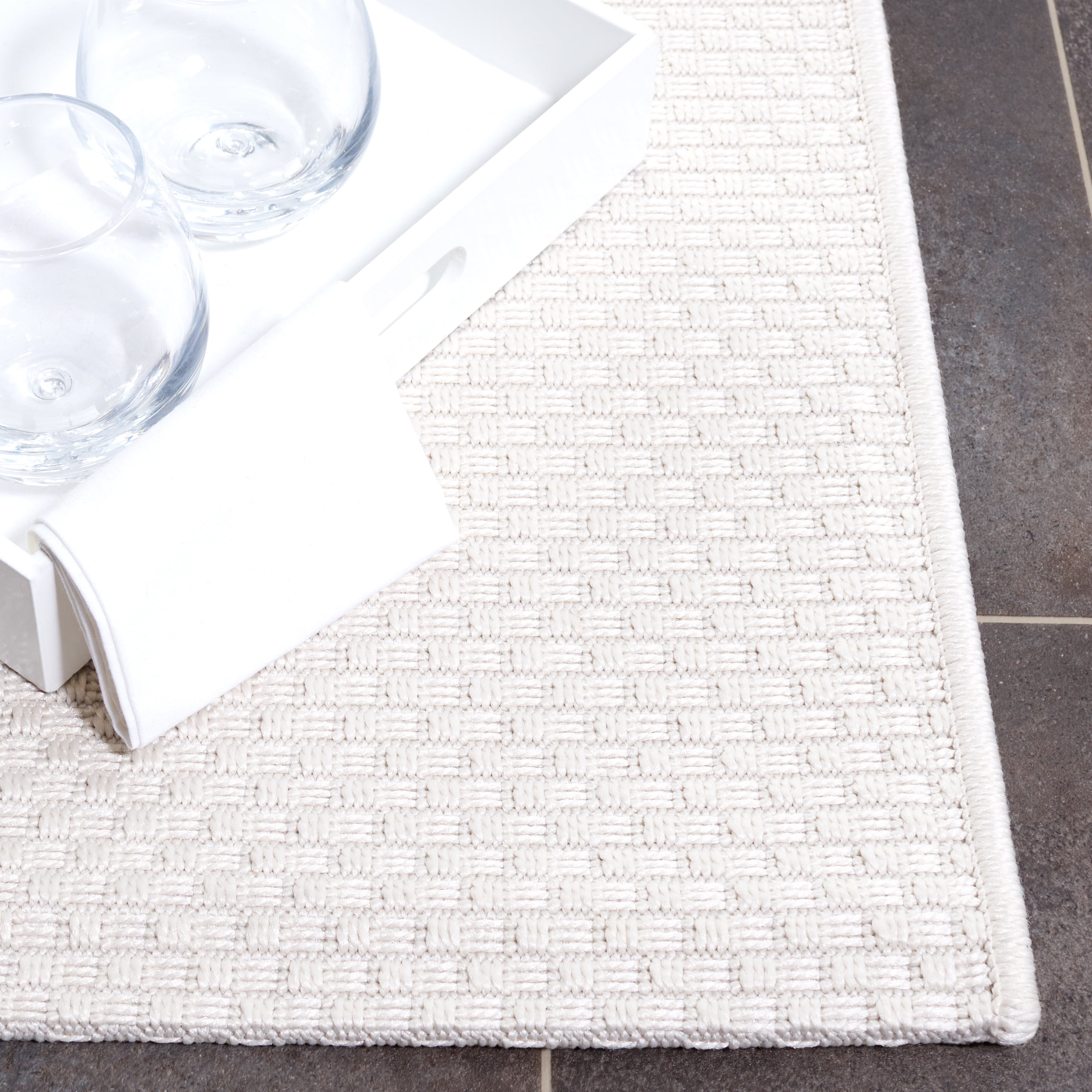 SAFAVIEH Sisal All-Weather Ophelia Solid Indoor/Outdoor Area Rug, Ivory, 9' x 12'