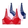 thumbnail image 2 of Underwire Bras for Women Push up Plus Size Solid Color Lightweight Supportive Bras Women's Comfortable Soft Seamless Breathable Underwear Everyday Bras Red 85C, 2 of 6