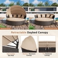 thumbnail image 6 of SOLAURA Outdoor Patio Round Daybed with Retractable Canopy, Wicker Furniture Sectional Couch with 4 Light Brown Pillows for Backyard, Porch, Pool, 6 of 8