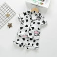 thumbnail image 2 of Pyjama Deux Pièces en Soie Glacée pour Garçons et Filles avec Imprimé Vache et Col Cranté, 2 of 10
