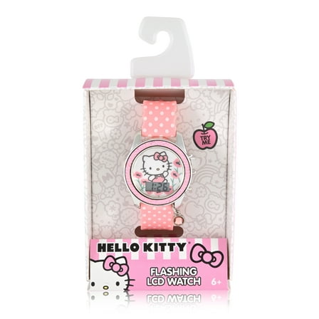 Hello Kitty Female Child Light Pink LCD Watch with Charm, HK4240WM