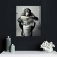 thumbnail image 4 of ONETECH Funny Monkey Framed Wall Art in Bathtub,Black and White Canvas Monkey Wall Art Prints Farmhouse Bathroom Decor,Humor Animals Bathroom Painting Canvas Rustic Style Artwork(12"x16", Framed), 4 of 4