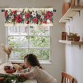 thumbnail image 6 of Red Blue Christmas Kitchen Valances for Windows 60x18 Inch Kitchen Curtains Valances Rod Pocket Xmas Botanical Poinsettia Balls Bathroom Window Valances for Window Treatment Decor, 6 of 6