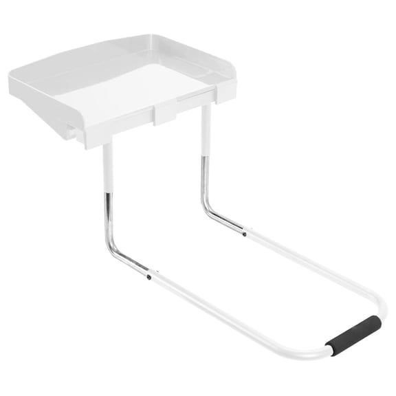 Height Adjustable Under Mattress 17 inch Bedside Shelf, Works with Lofts and Beds Without Frames, Heavy Duty Storage Tray, Fits Laptops, Books, and Drinks, Nightstand , White