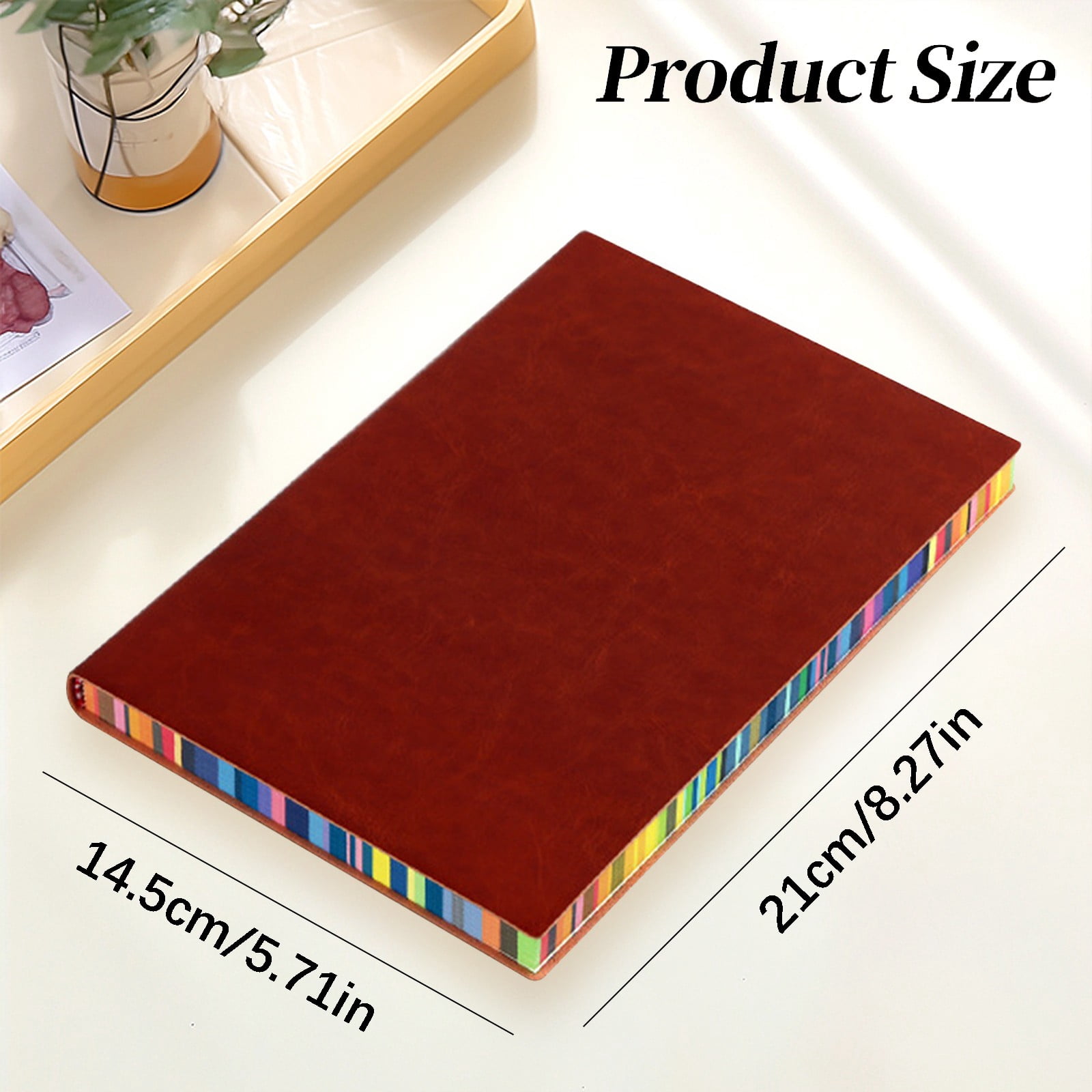VKLU 4 Pack Bulk A5 Notebooks, Rainbow Gilded Edge Journal, Hardcover PU Leather Writing Notepad for Professional Meetings, Pink