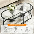 thumbnail image 5 of 42" Glass Coffee Table, Black Small Center Table with Storage Shelf for Living Room Small Space, Apartment,Black, 5 of 18
