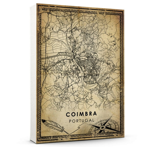 Coimbra Vintage Map Prints Canvas, Portugal Map Art Canvas, Canvas, Coimbra Map City style vintage Canvas , Canvas Wall Art, Street Map Artwork Canvas