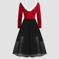 thumbnail image 4 of BLTIBY Womens Christmas Dress Long Sleeve Vintage Mrs Claus Xmas Costumes A-Line Mesh Irregular Swing Party Holiday Cocktail Dresses Red 2 L, 4 of 5