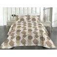 thumbnail image 2 of Ambesonne Geometric Quilted Bedspread Set 3 Pcs, Earthy Striped Squares, Twin, Chocolate Brown and Off White, 2 of 4