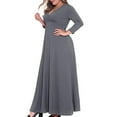thumbnail image 5 of AOOCHASLIY Formal Dresses for Women Clothes Plus Size Women Sexy Slim V Neck Solid Gradient Long Sleeve Pullover Dress Party Dress, 5 of 9