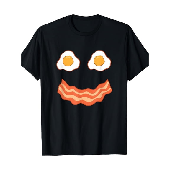 Eggs Bacon T-Shirt Graphic Tee Brunch Top Cotton Fashion Short Sleeve Casual Apparel Black S-5XL